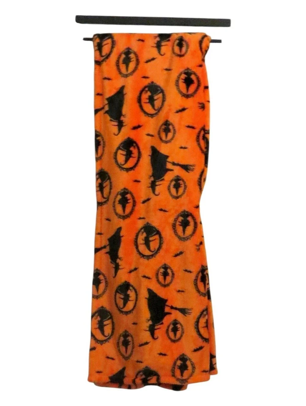 Halloween Witch Throw Blanket Bright Orange And Black Spooky Cozy Fall New